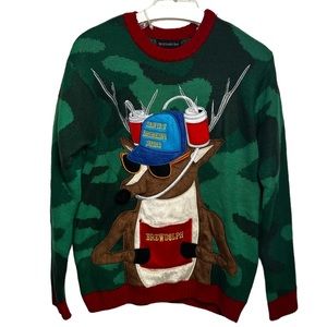 BLIZZARD BAY Santa Drinking Squad Brewdolph Reindeer Sweater